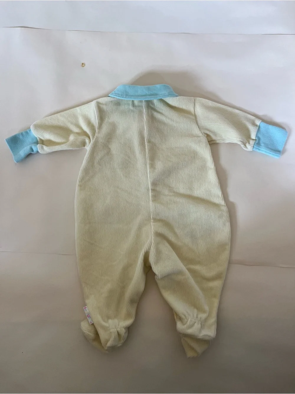 Vintage Gymboree Butter yellow and Light Blue Baby One-Piece Snap up Sleepsuit